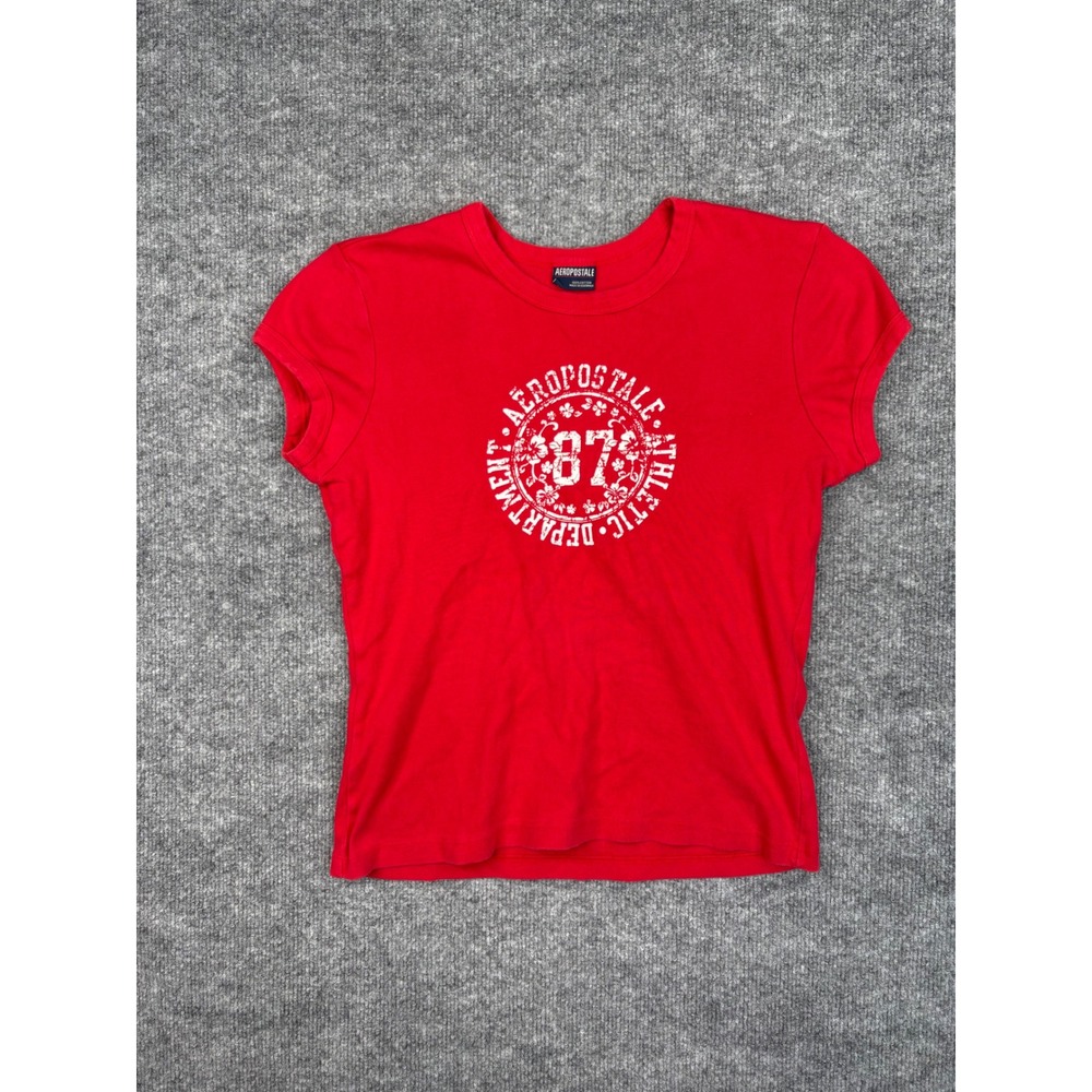 Aeropostale‎ Womens Red Graphic T-Shirt Athletic Dept 87 Logo Cotton Size L